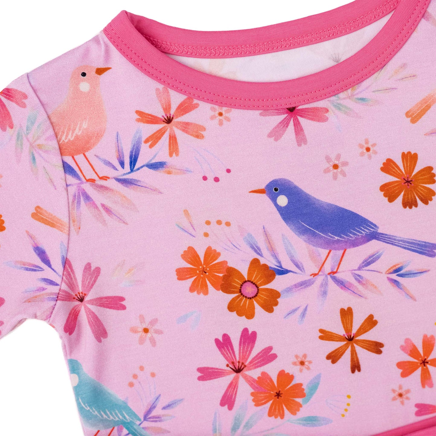 Blooming Birds | Two-Piece Bamboo Short Sleeve Toddler & Kids Set
