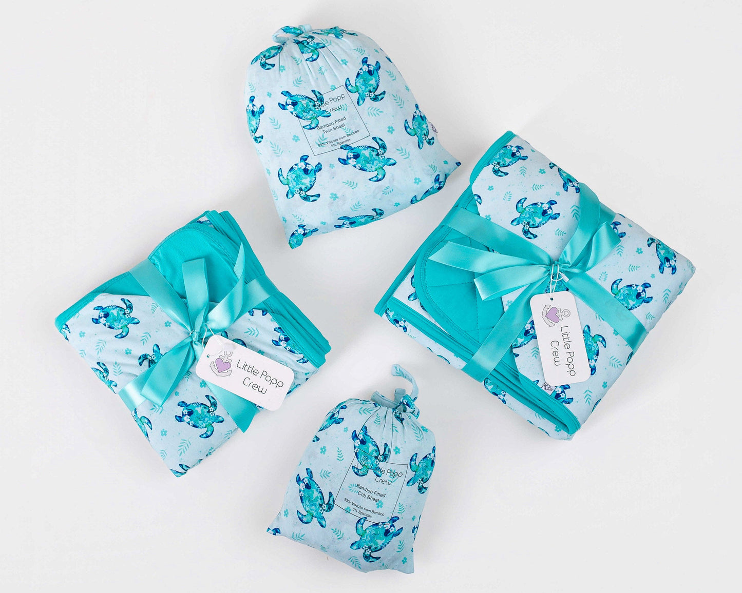 Sea Turtles | Mini Quilted Bamboo Baby Blanket