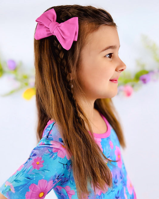 Fuchsia | Toddler Bamboo Clip on Bow