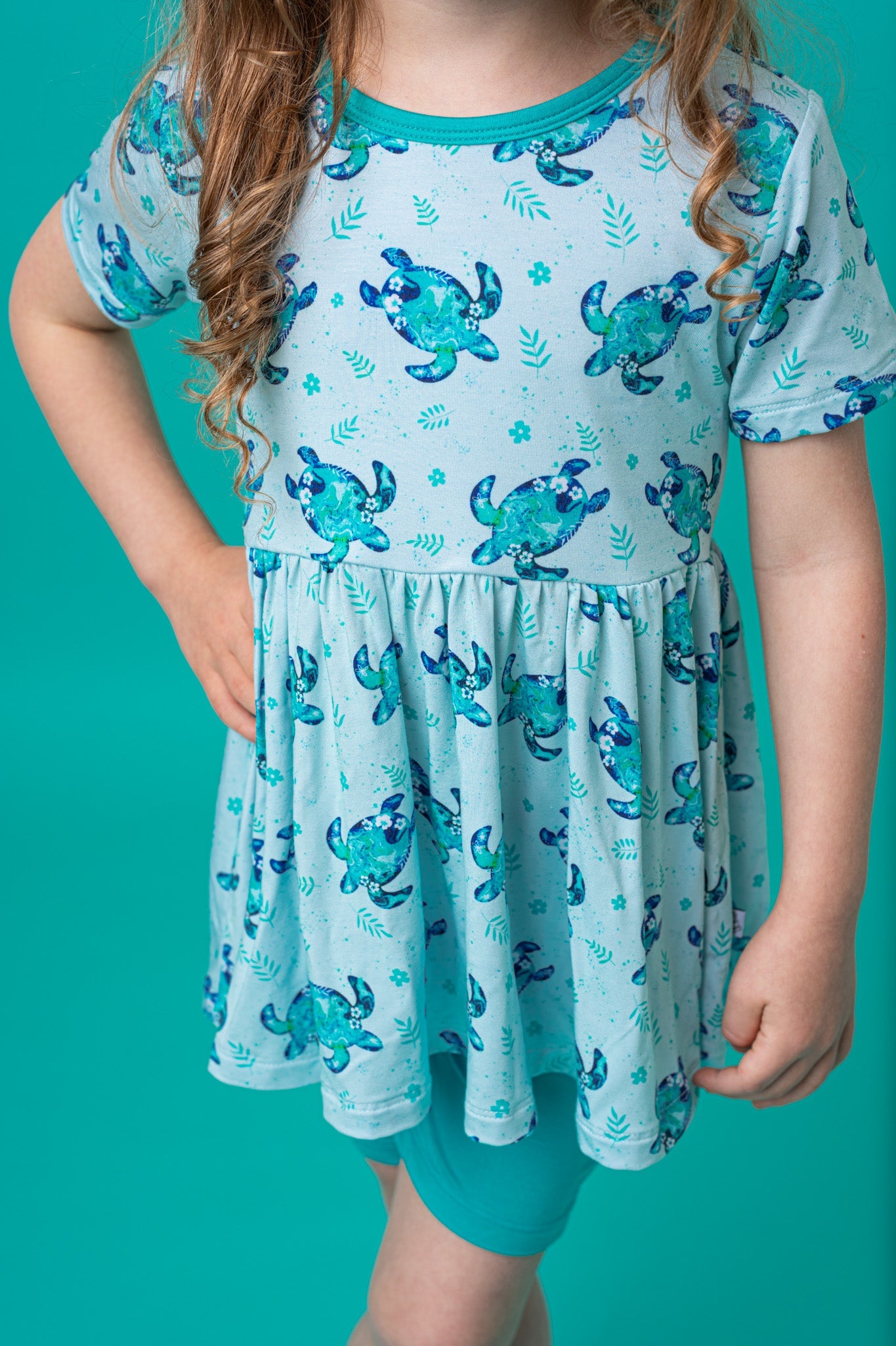 Sea Turtles | Bamboo Toddler & Girls Peplum Top & Shorts Set