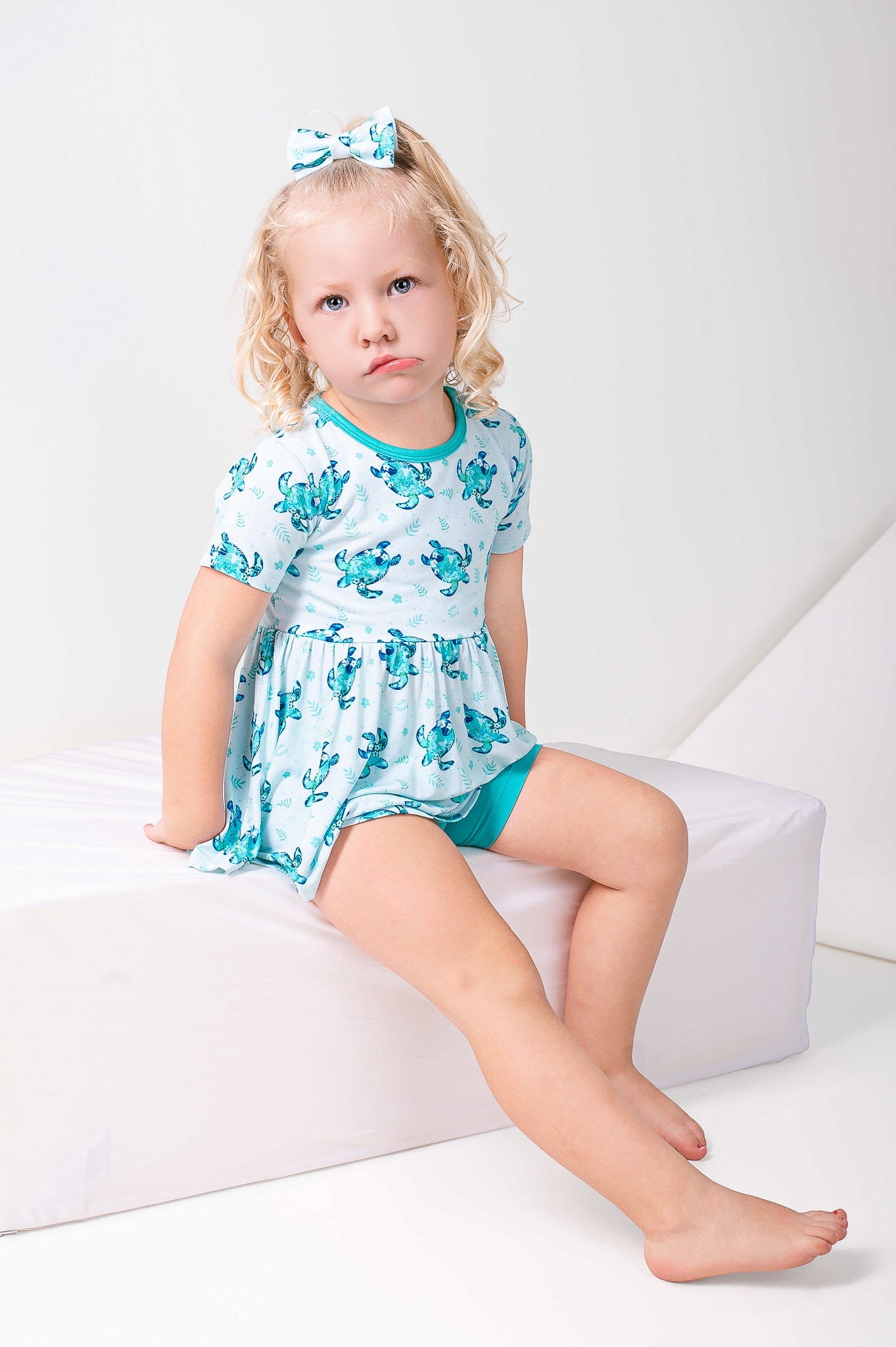 Sea Turtles | Bamboo Toddler & Girls Peplum Top & Shorts Set