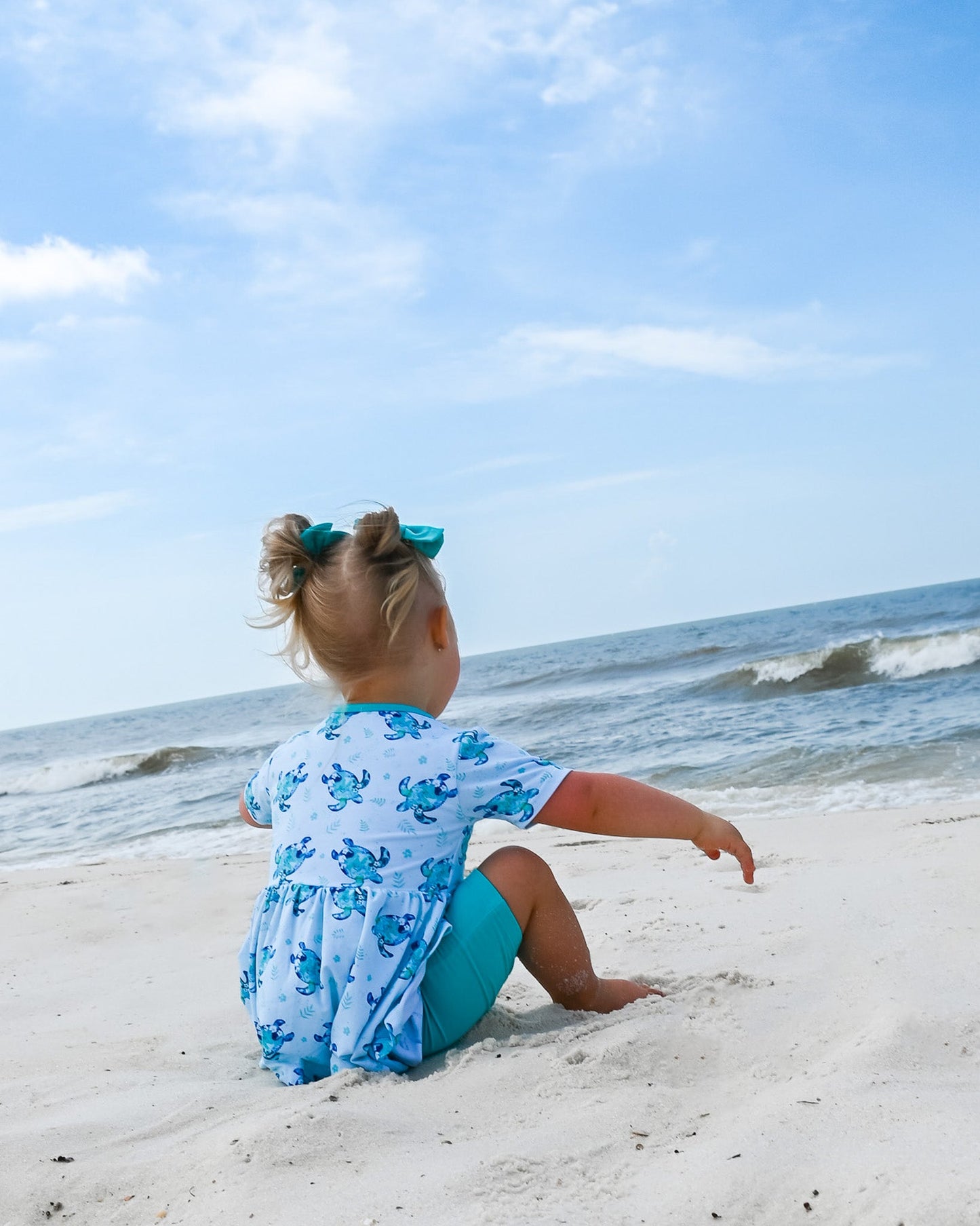 Sea Turtles | Bamboo Toddler & Girls Peplum Top & Shorts Set