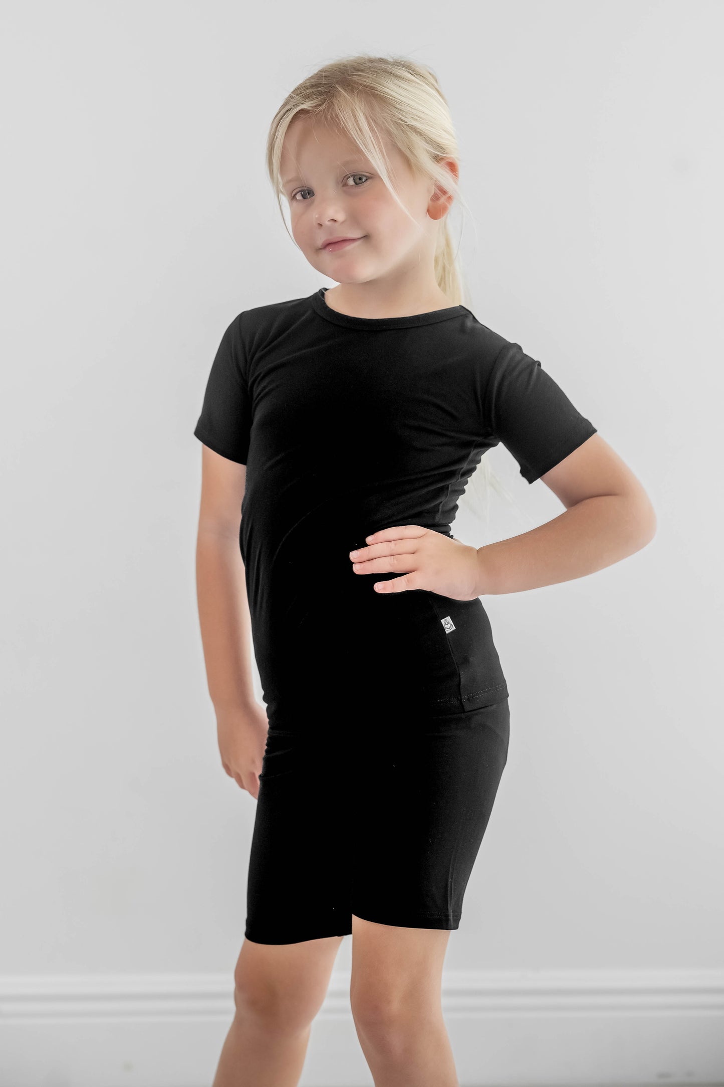 Black | Two-Piece Bamboo Short Sleeve Toddler & Kids Set