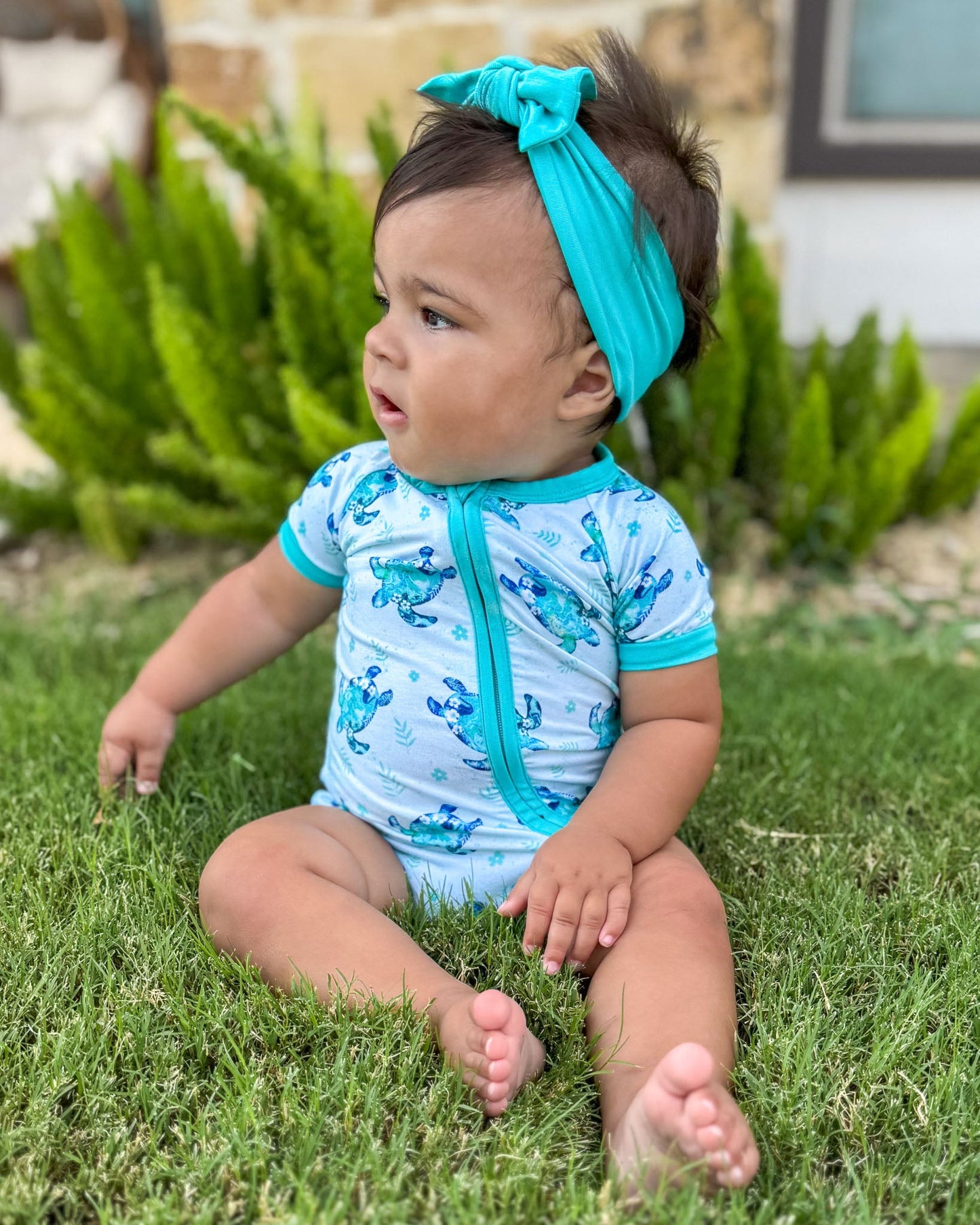 Sea Turtles | Bamboo Shorty Zipper Romper - Baby, Infant & Toddler