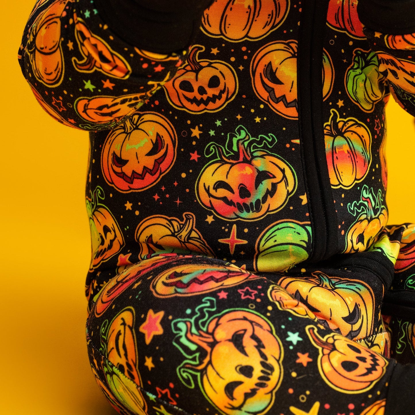 Halloween | Spooky Pumpkins | Convertible Bamboo Zipper Baby Pajamas