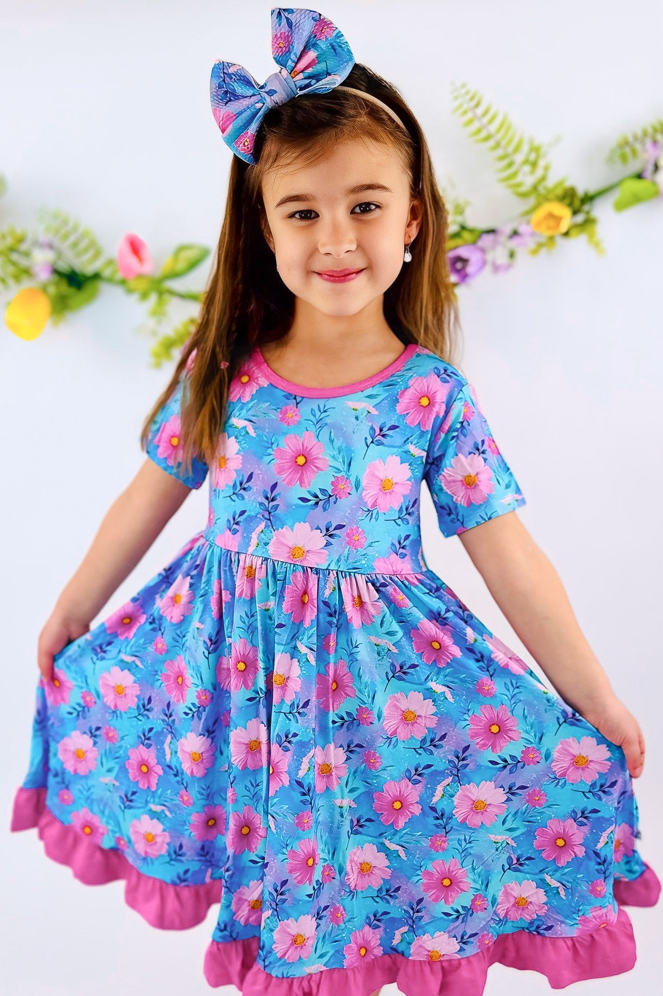 Dreamy Cosmos | Toddler & Girls Bamboo Ruffle Twirl Dress & Shorts