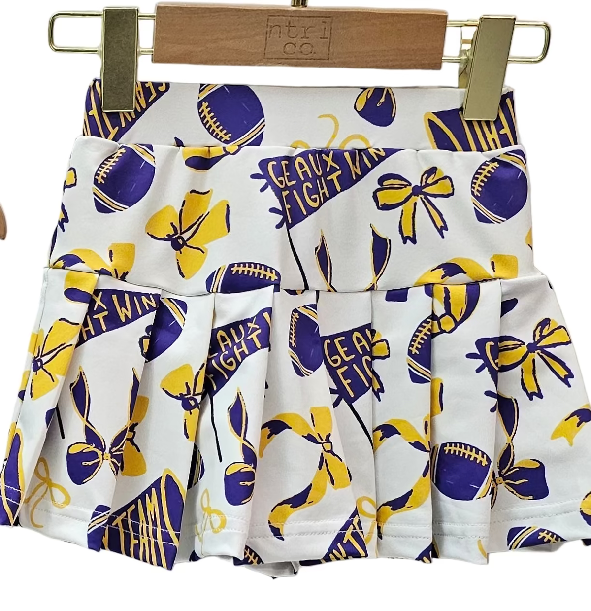 Girls Purple & Gold Gameday Cheer Set – Geaux Fight Win Top & Skort