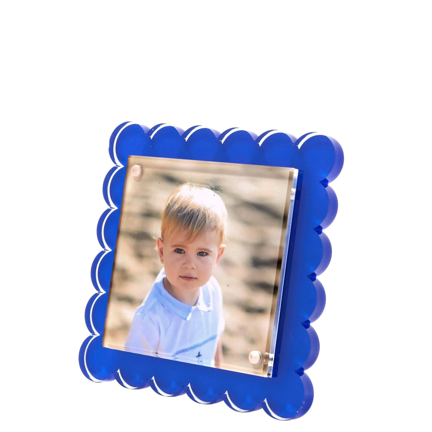 Blue Acrylic Square Scallop Frame