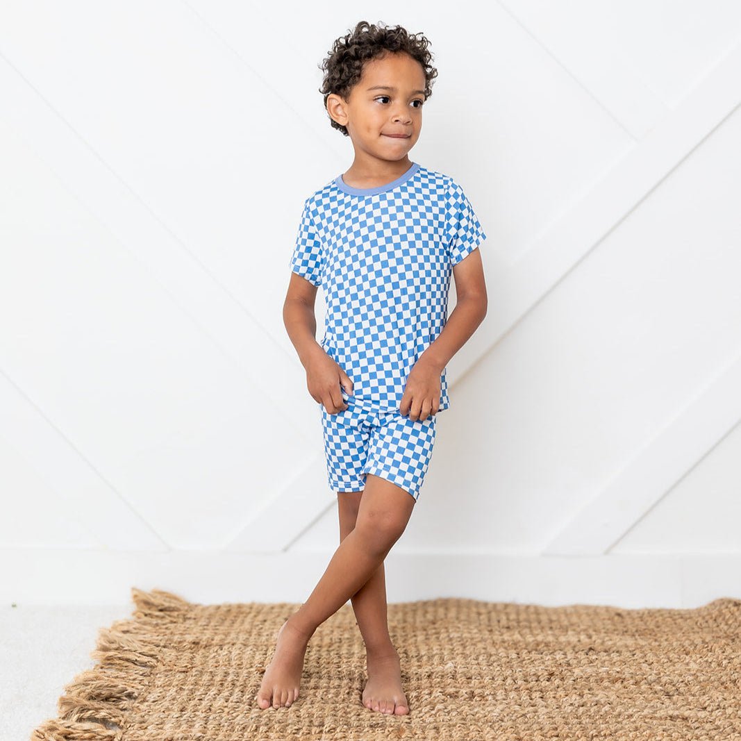Blue Checks Shorts PJ Set