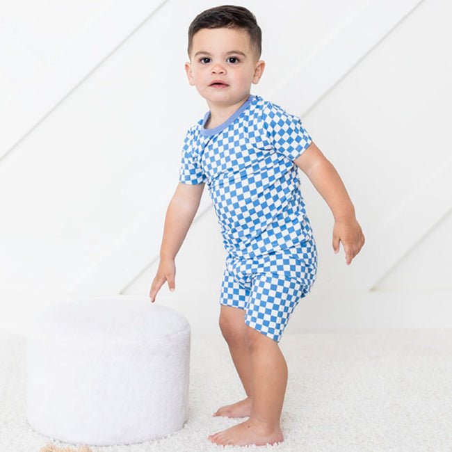 Blue Checks Shorts PJ Set