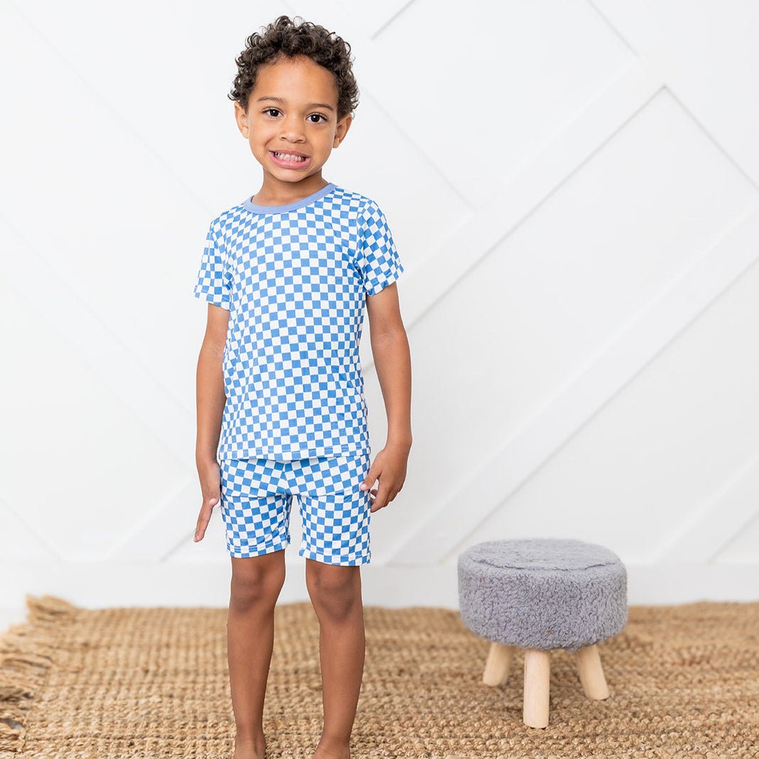 Blue Checks Shorts PJ Set