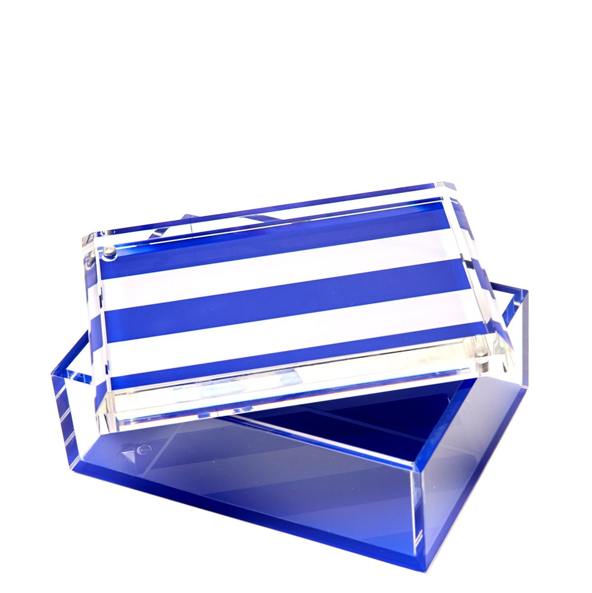 Blue & White Stripe Acrylic 5" x 7" Photo Box