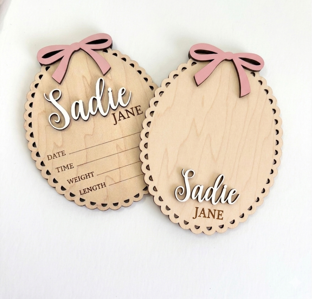 Baby Name Announcement Sign Newborn Girl