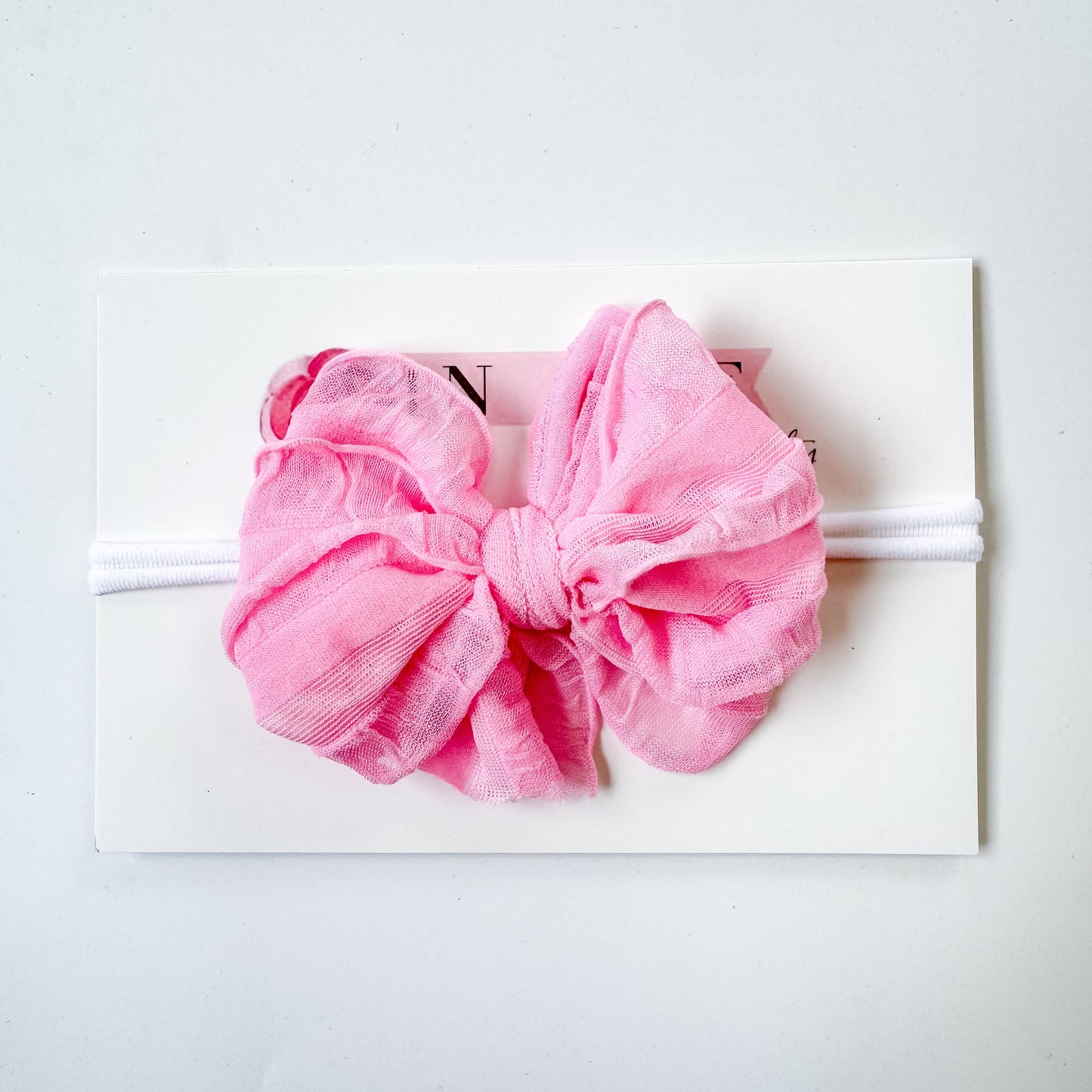 Skinny Mini Ruffled Headband- Bubblegum