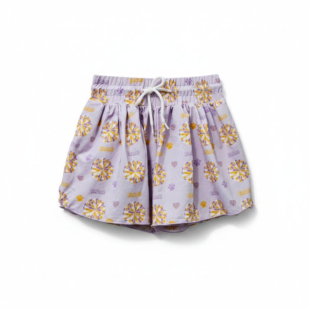 Purple & Gold Butterfly Shorts | Girls Game Day Boutique Shorts