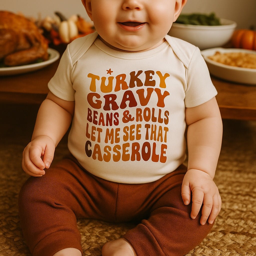 graphic tee | turkey gravy casserole