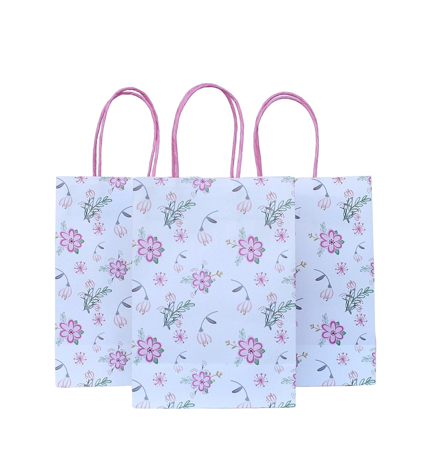 Pink Floral Party Bags (Set of 8)