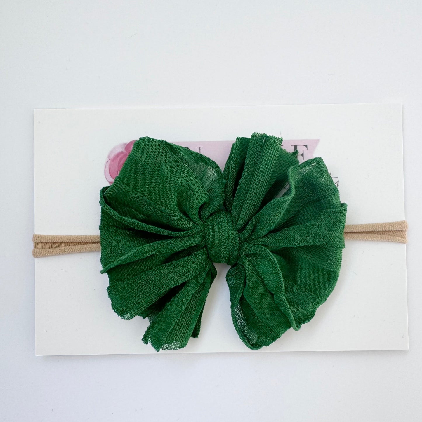 Green | Skinny Mini Nylon Ruffled Baby Headband
