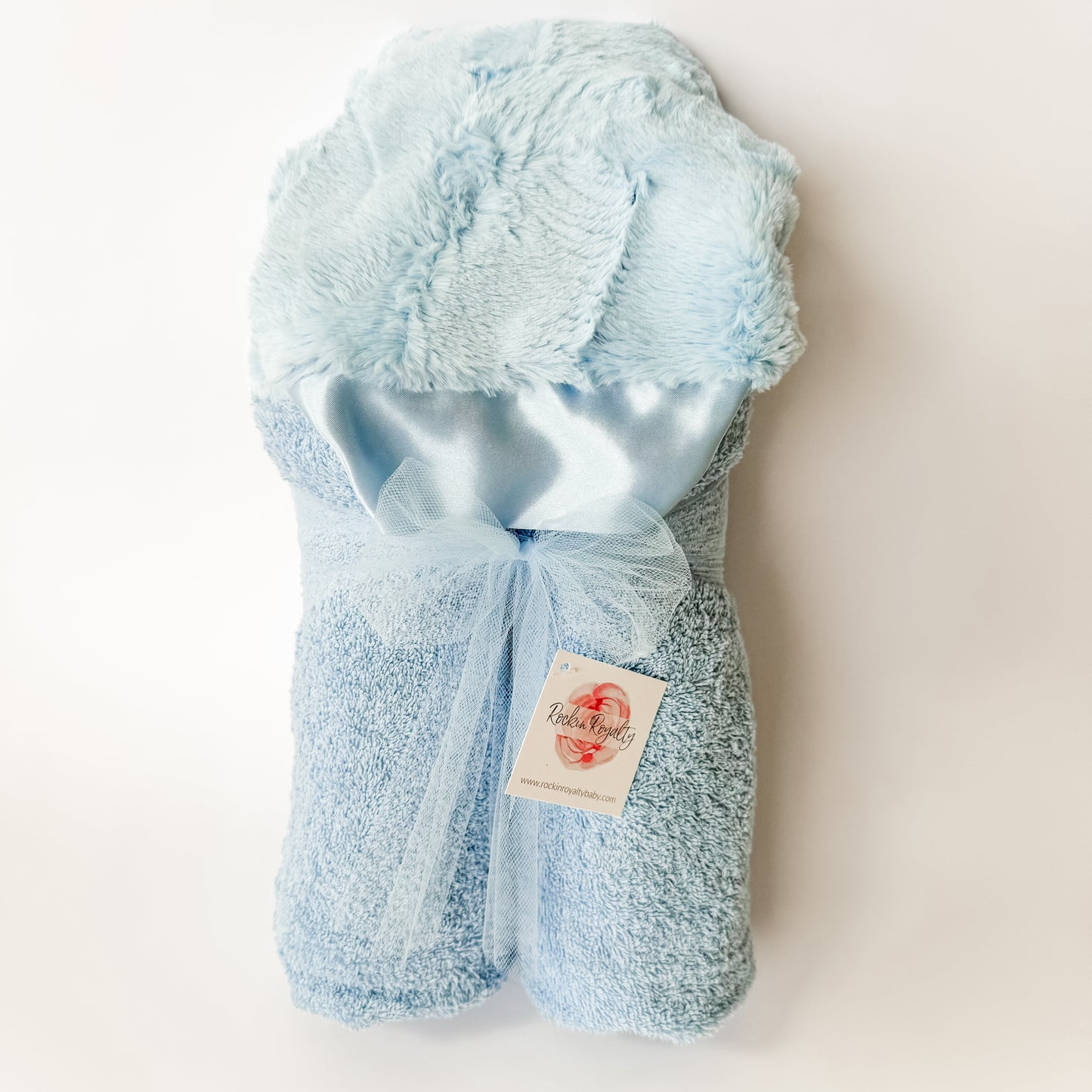 Classic Baby Blue Plush Hooded Bath Towel