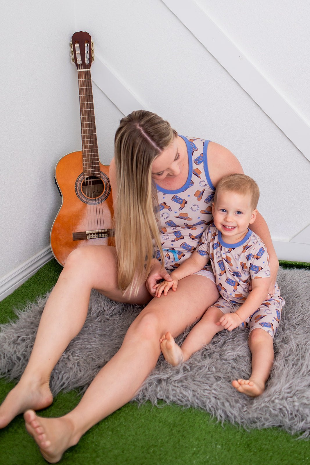 Cuddle Up Cowboy Mom Shorts set
