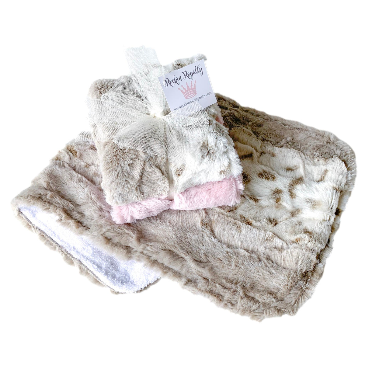 Dusty Pink Snowcat | Luxe Baby Burp Cloth Set of 2