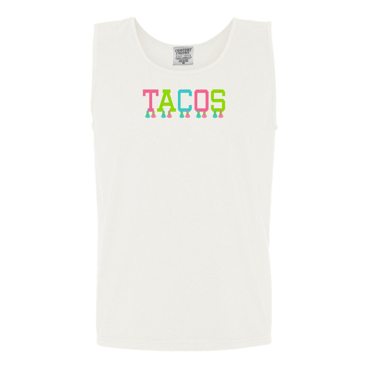 Embroidered Tasseled 'Tacos' Tank Top