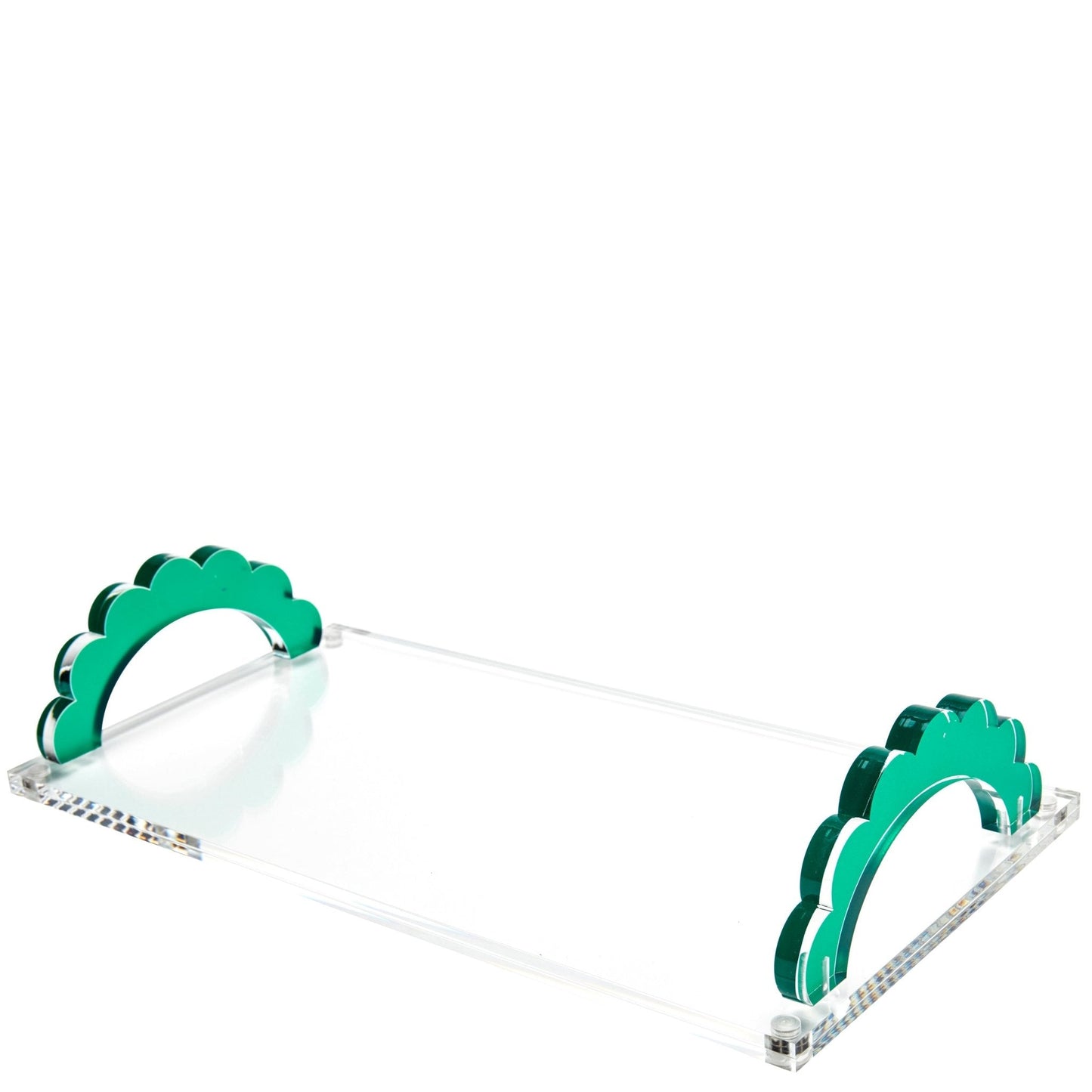 Emerald Acrylic Scallop Handle Photo Tray