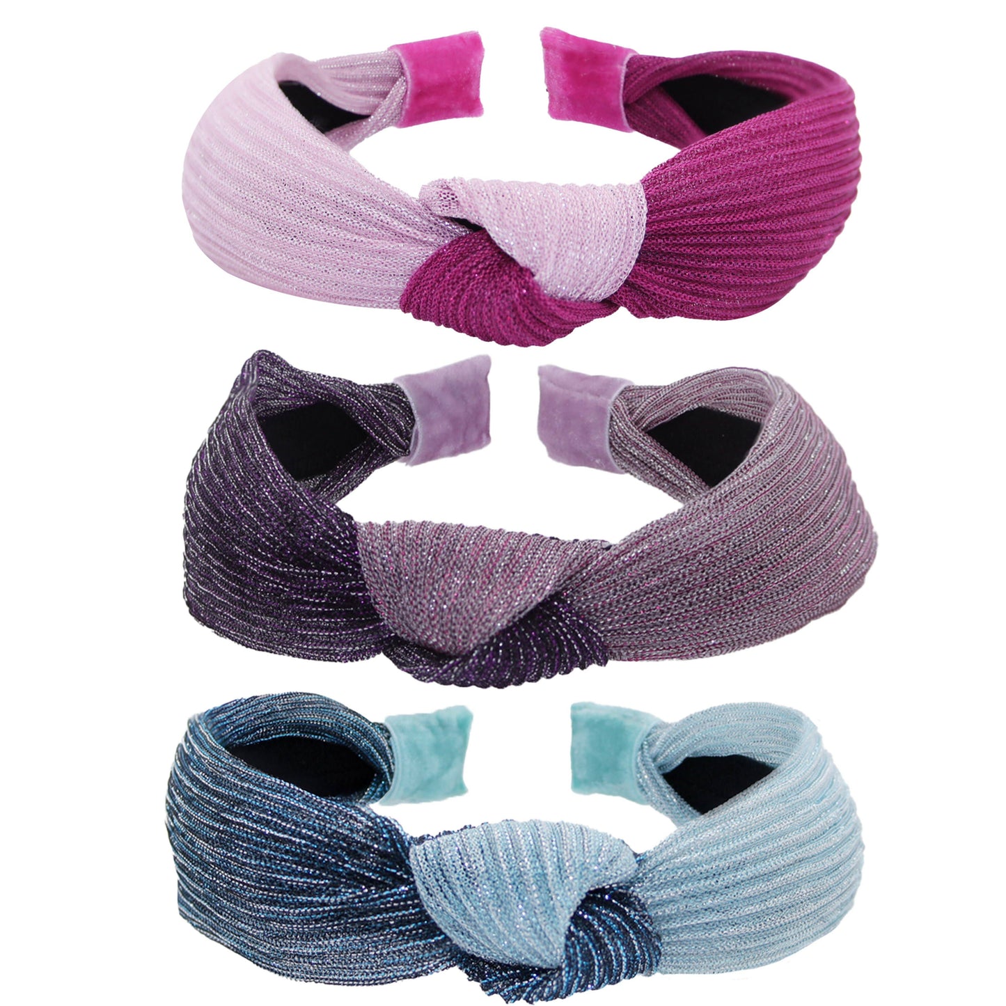 Two Tone Pleated Knot Headbands