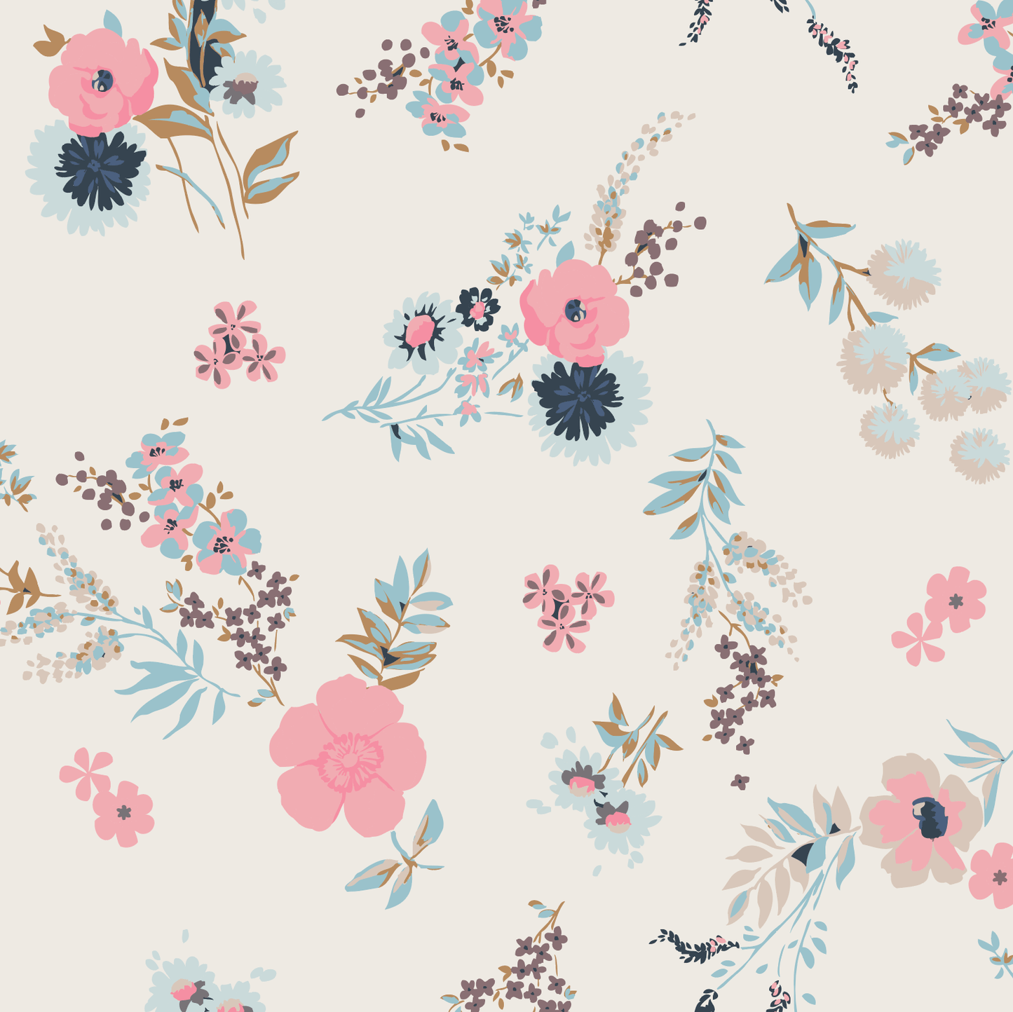 Fall Florals Cream💕Blue Swaddle