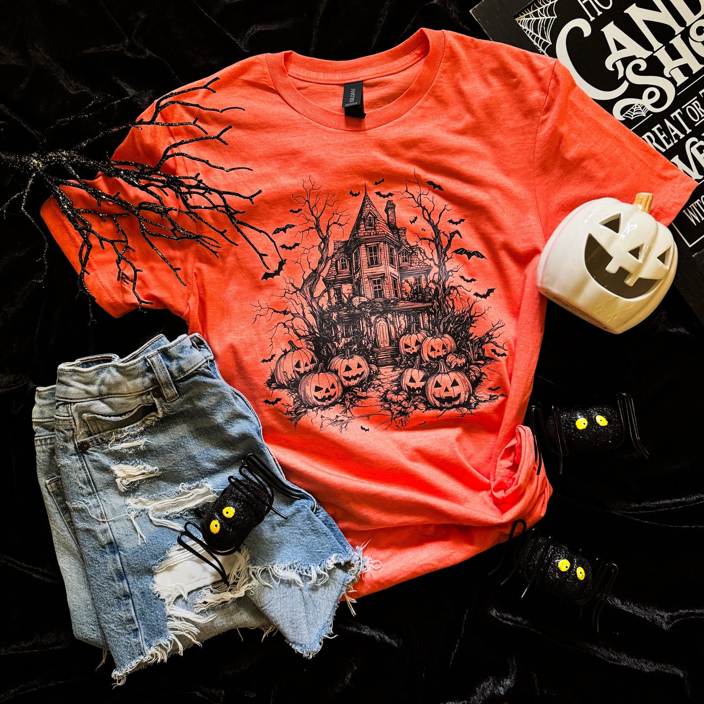 Haunted House Bats Soft Graphic Tee