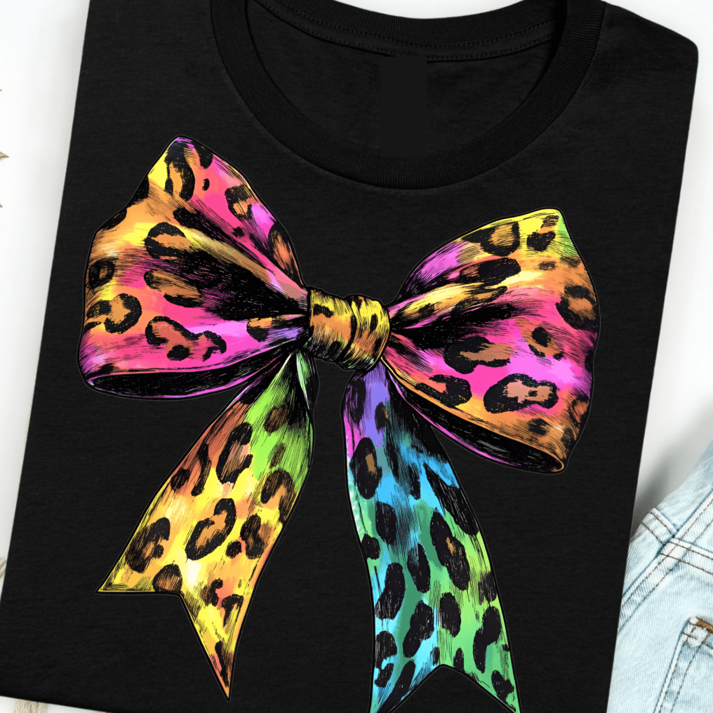 Neon Leopard Bow Graphic Tee