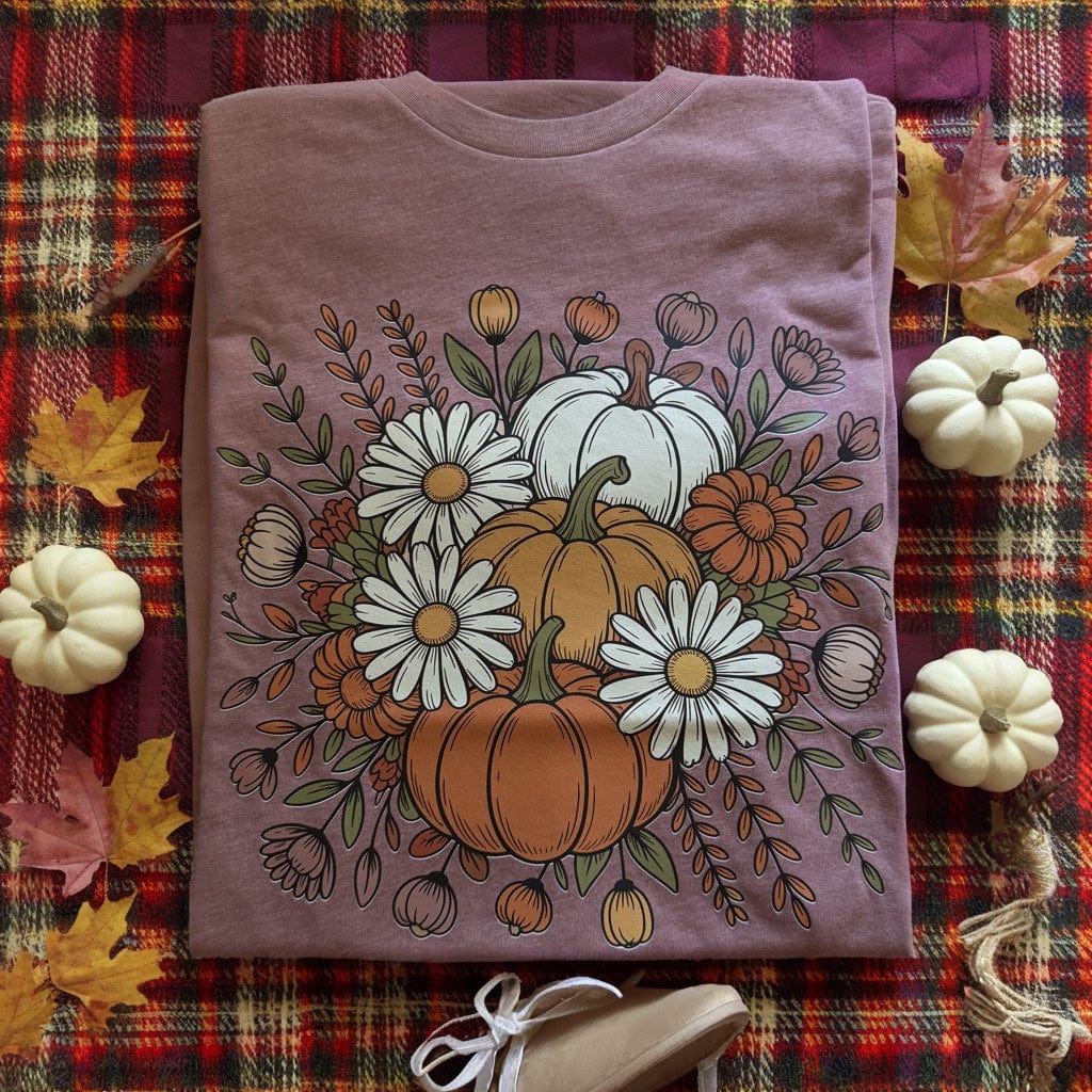Pumpkin with Daisies Graphic Tee