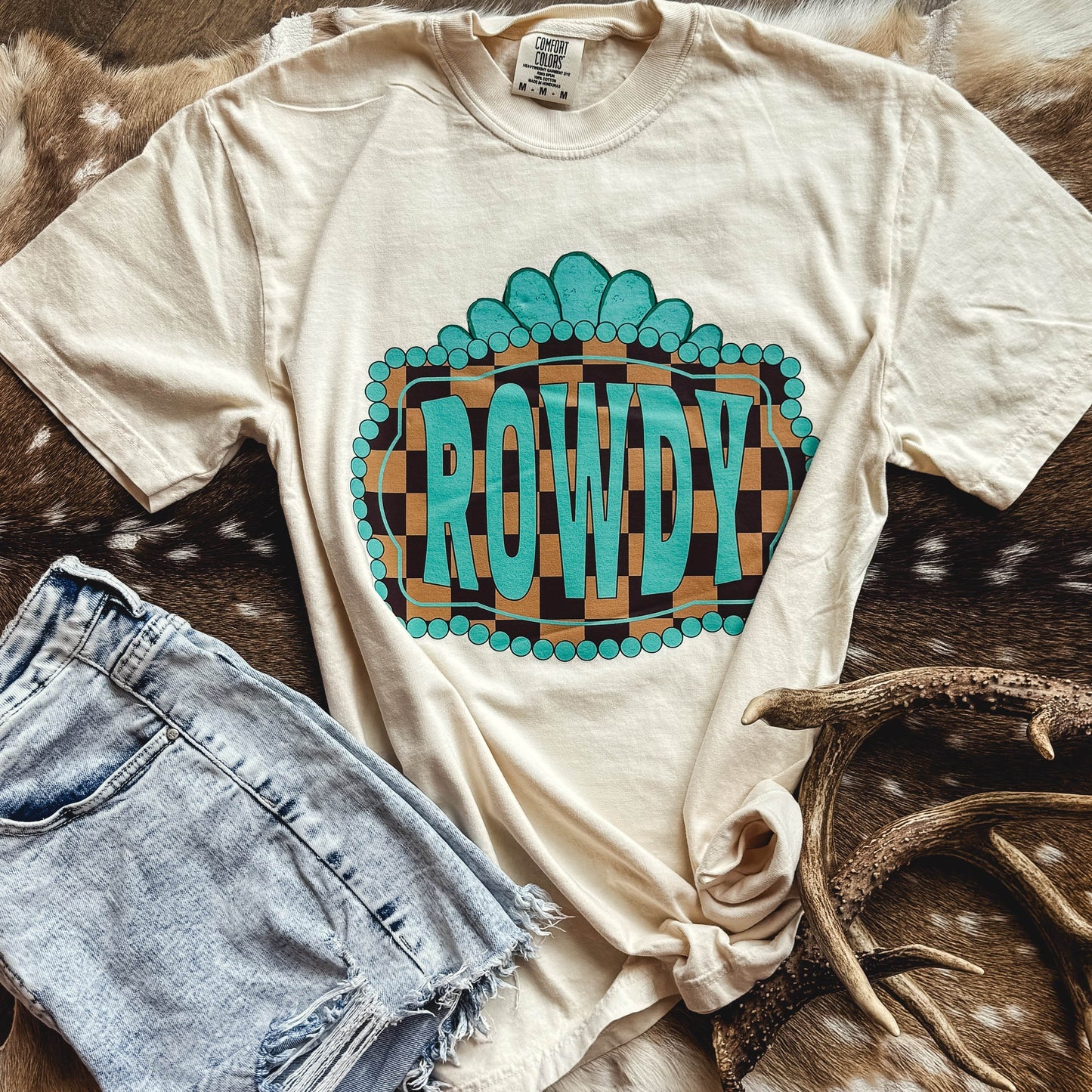 Rowdy Western Check Graphic Tee