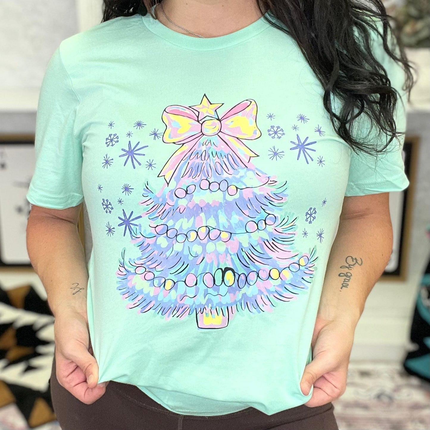 Watercolor Christmas Tree Graphic Tee