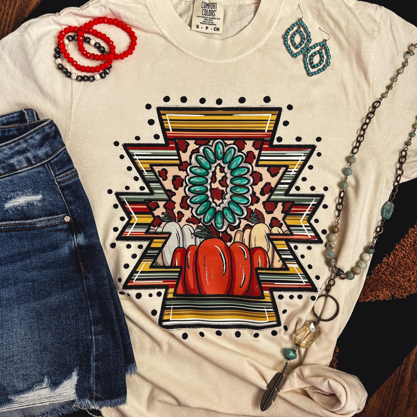 Western Pumpkin Aztec Soft Graphic Tee Soft Graphic Tee