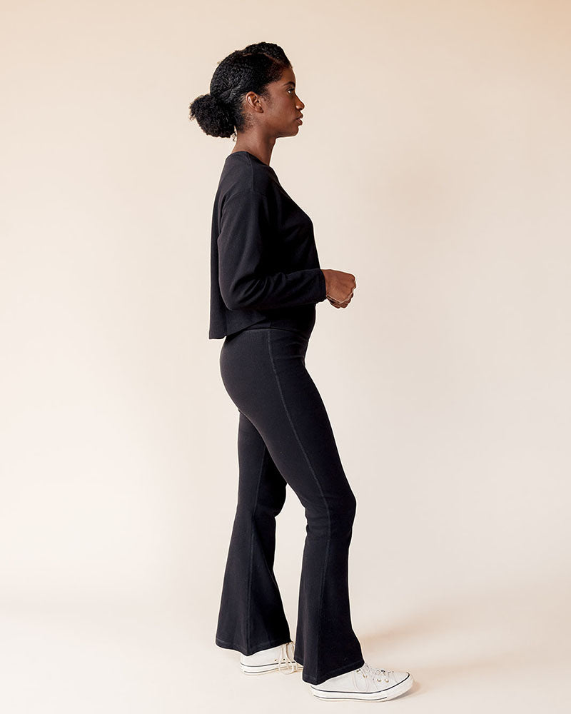 Stretch Rib Knit Maternity to Postpartum Flare Legging