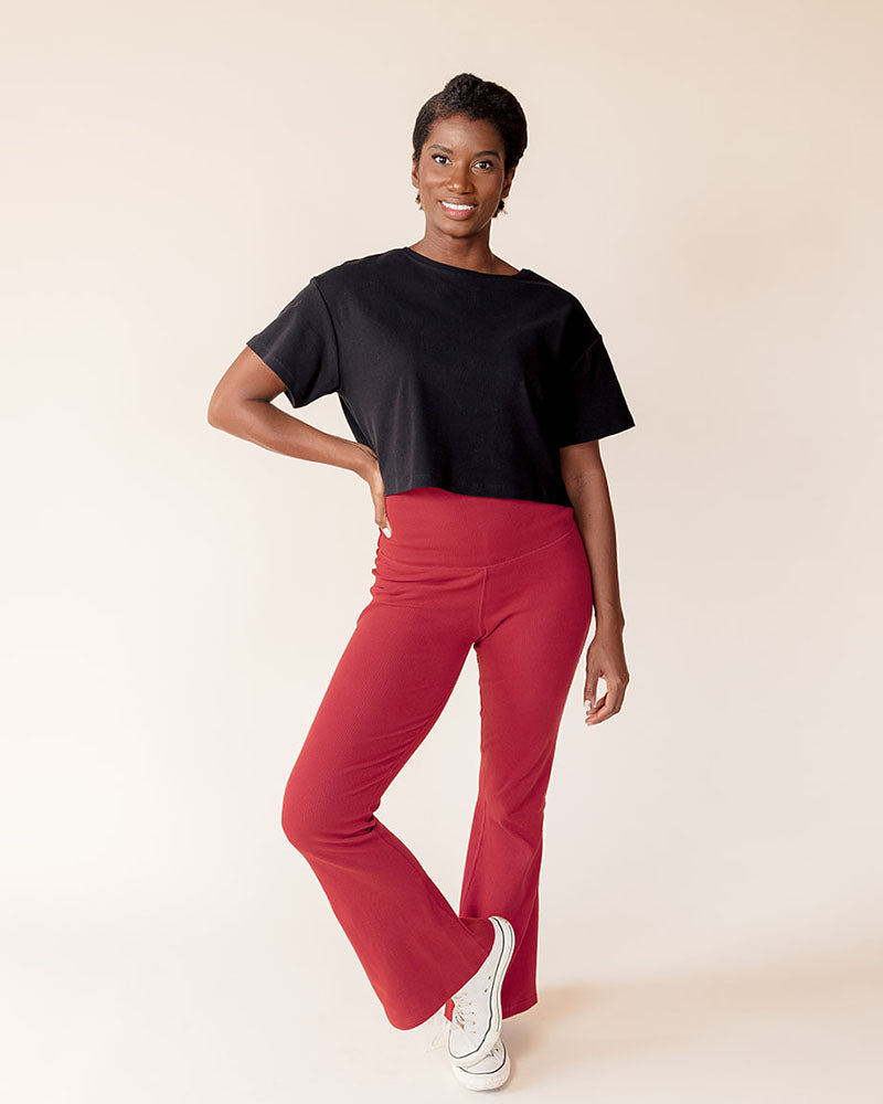 Stretch Rib Knit Maternity to Postpartum Flare Legging