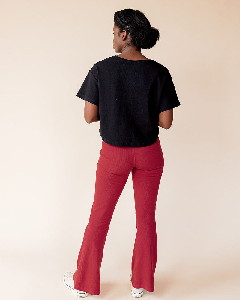 Stretch Rib Knit Maternity to Postpartum Flare Legging