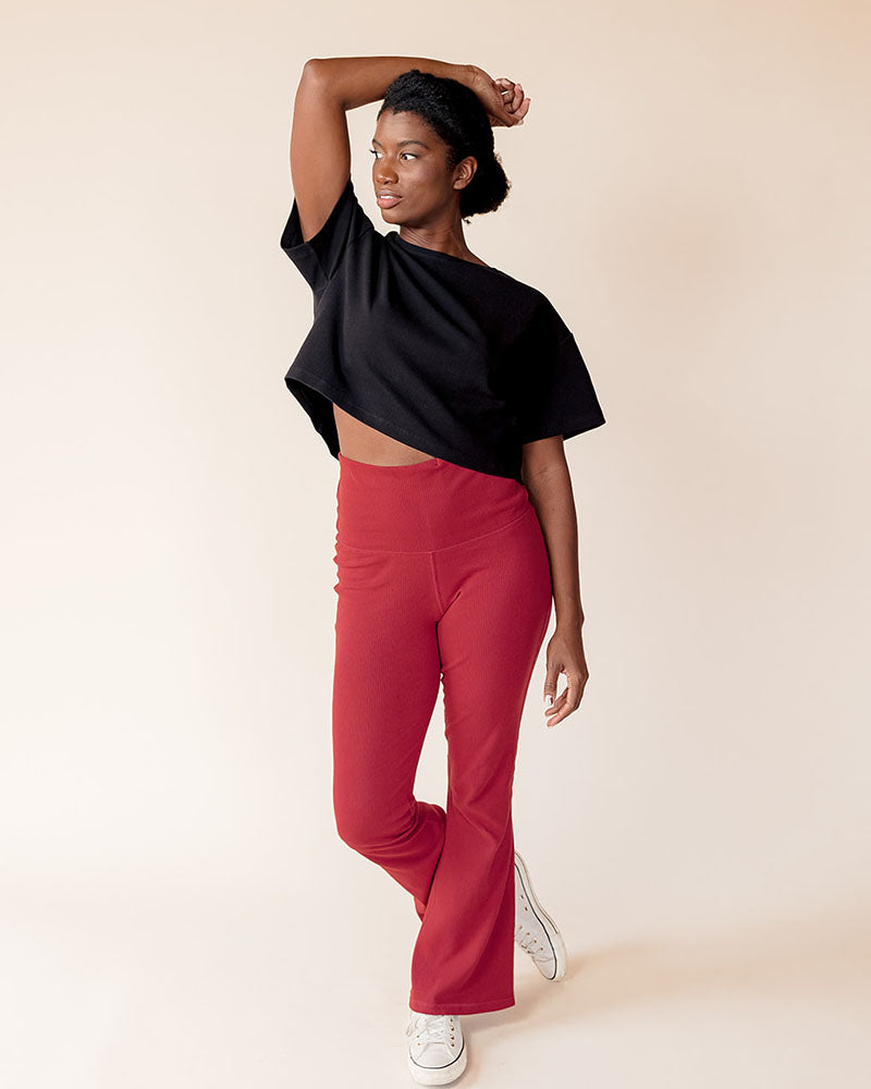 Stretch Rib Knit Maternity to Postpartum Flare Legging