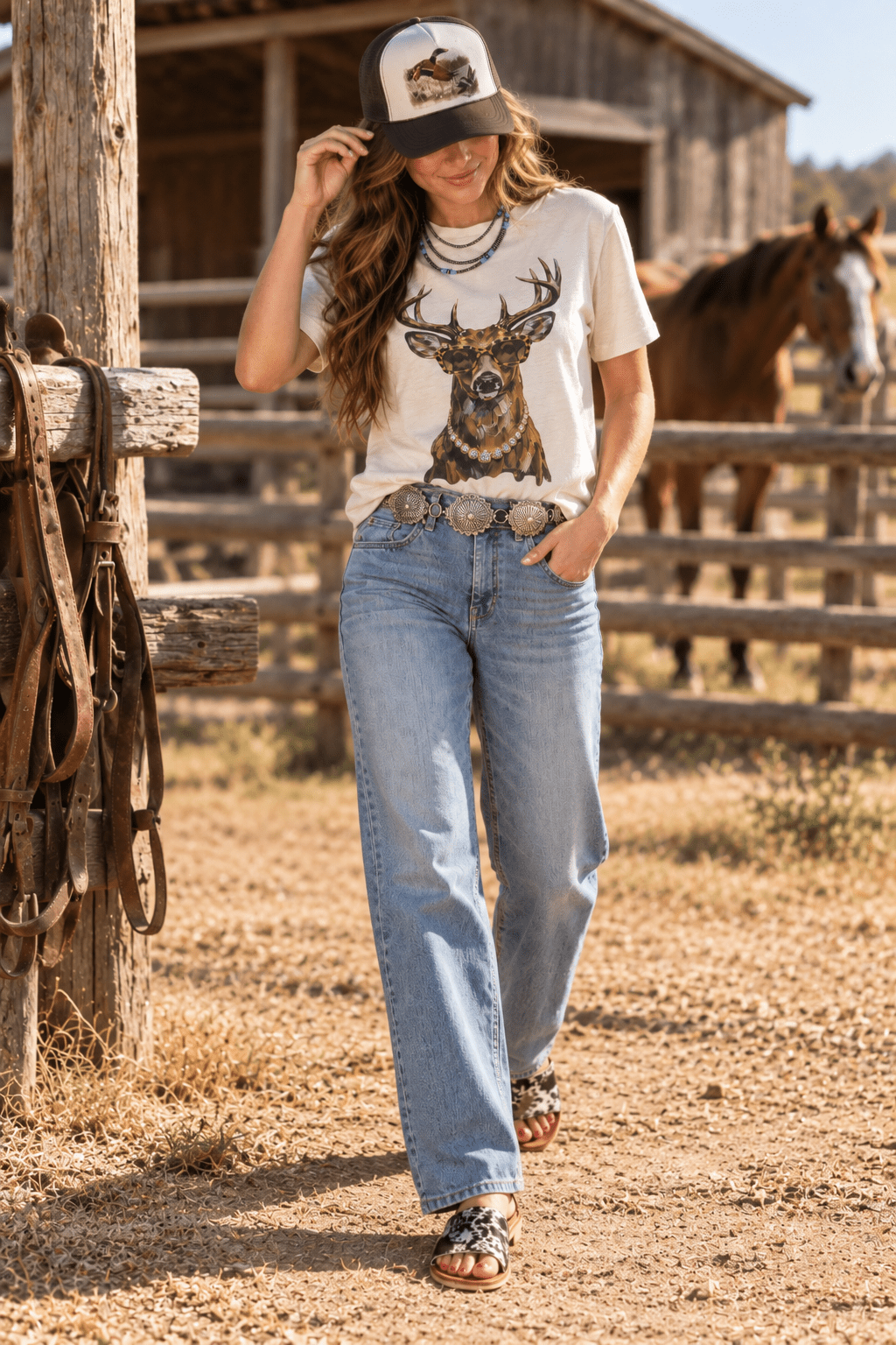 Glam Whitetail Deer Graphic Tee