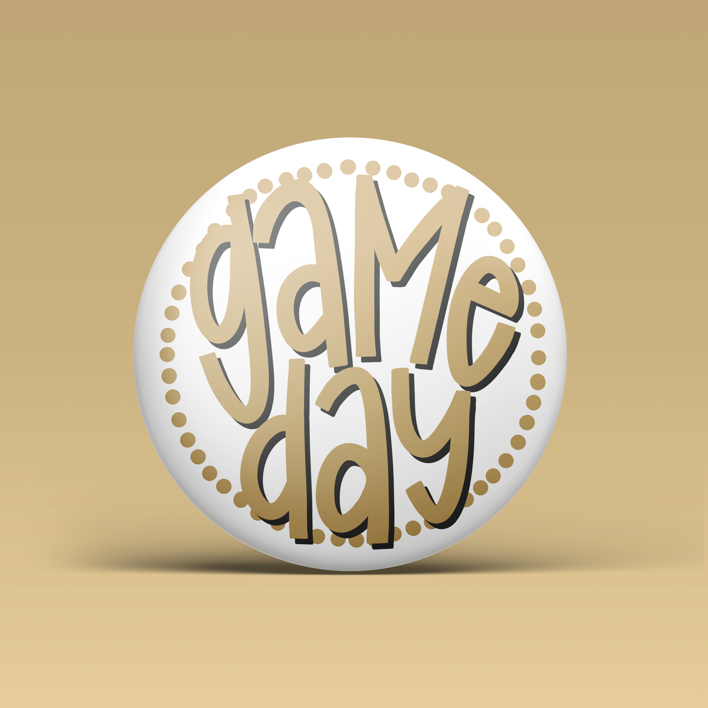 Polka Dot Game Day Button - Gold