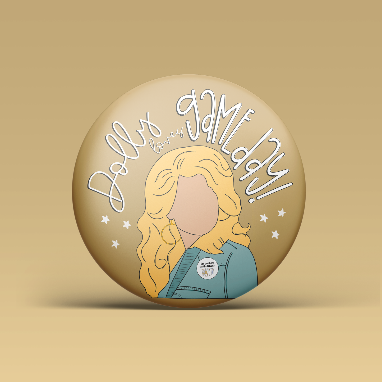 Dolly <3s Game Day Button - Gold
