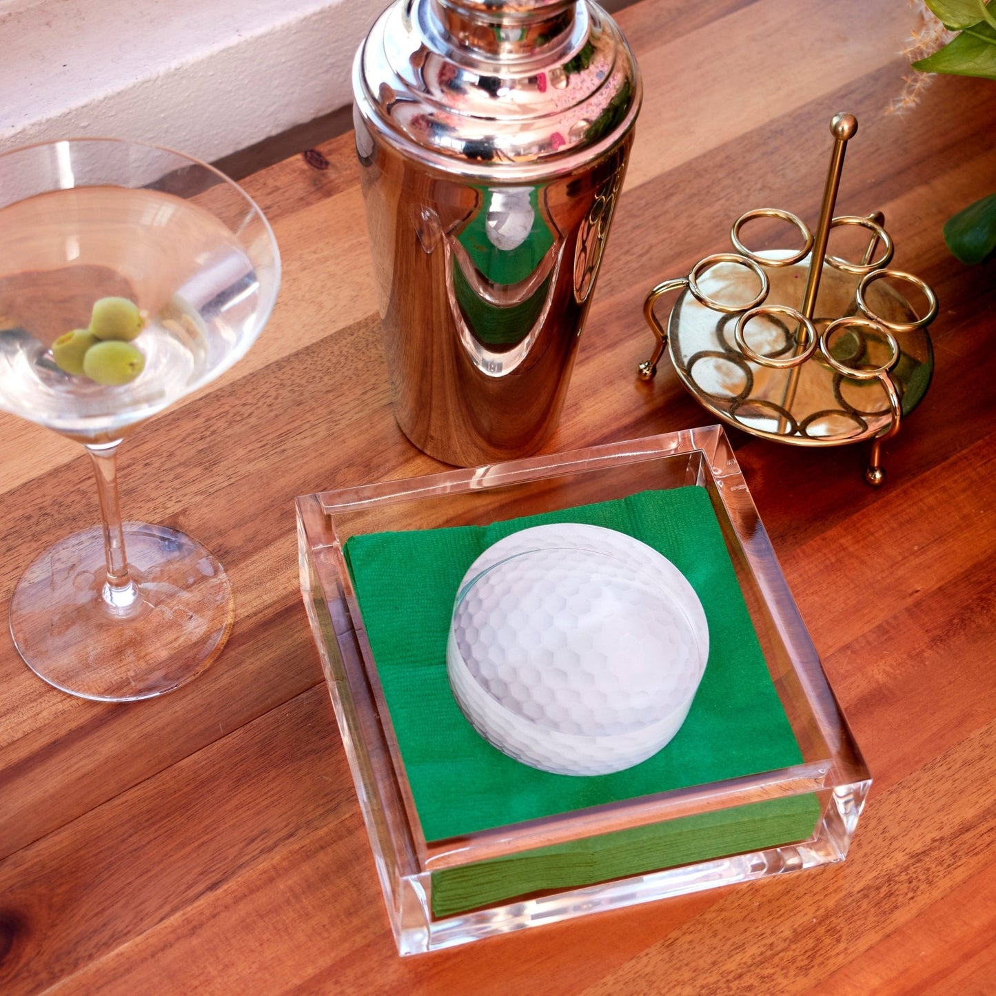 Golf Ball Acrylic Cocktail Napkin Holder