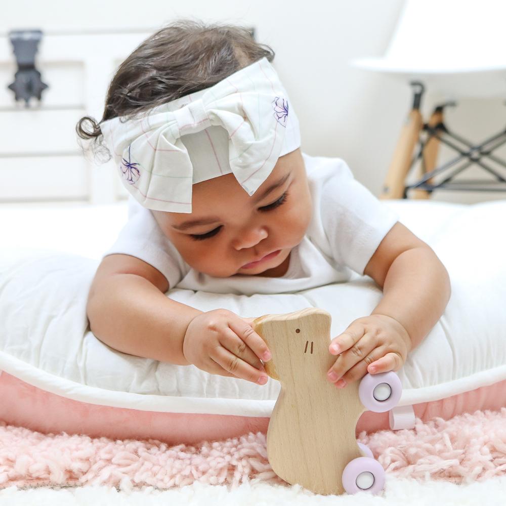 Silicone + Wood Teether with Wheels (3 Colors)