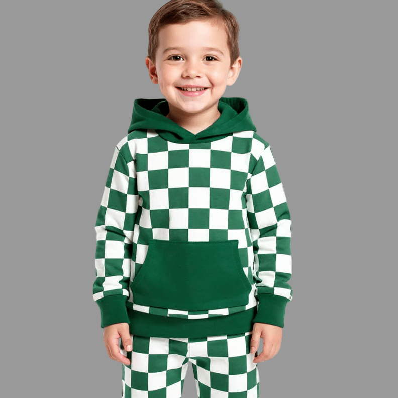 Greatest Green Checker Hooded Jogger Set
