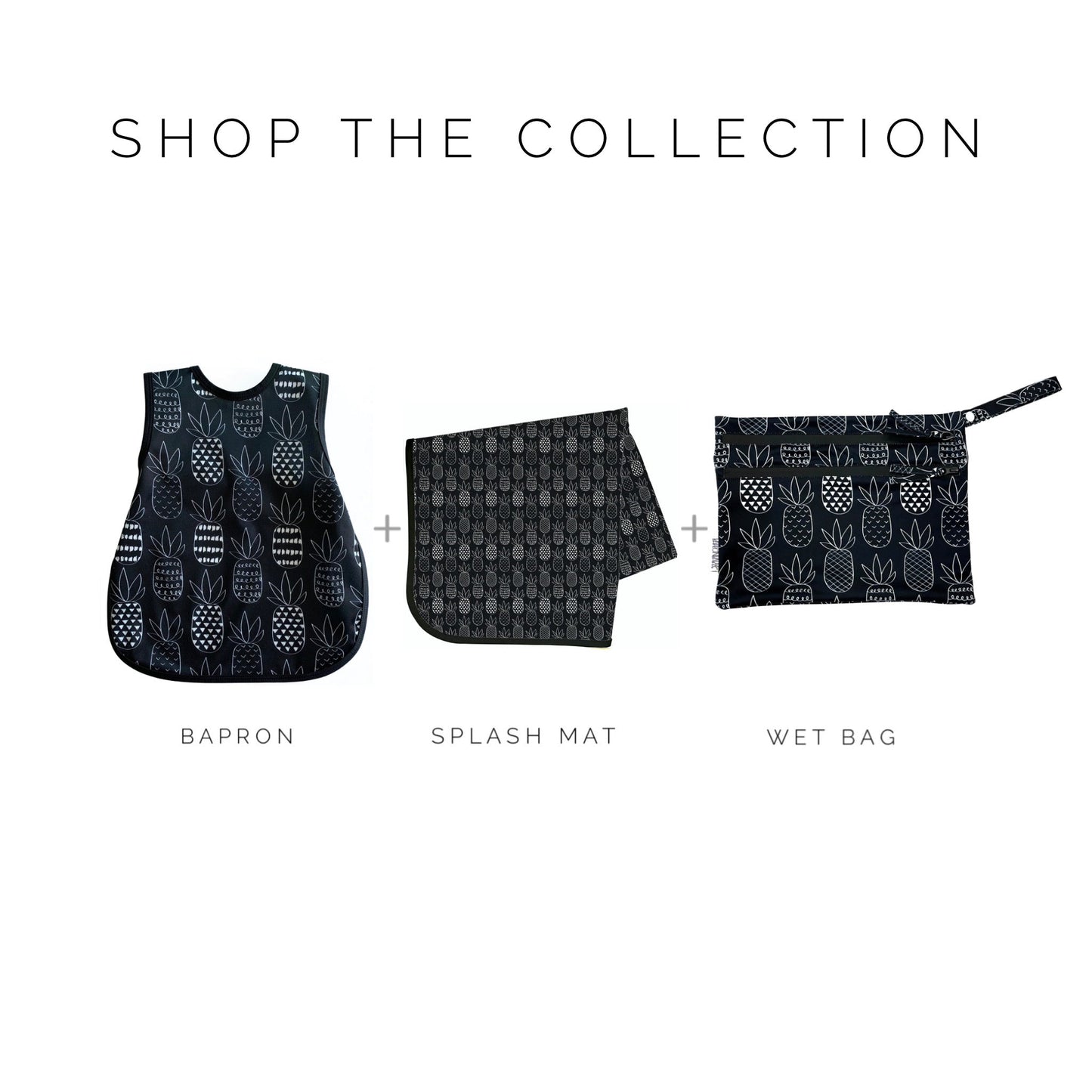 Pineapple Monochrome - Waterproof Wet Bag (For mealtime, on-the-go, and more!)