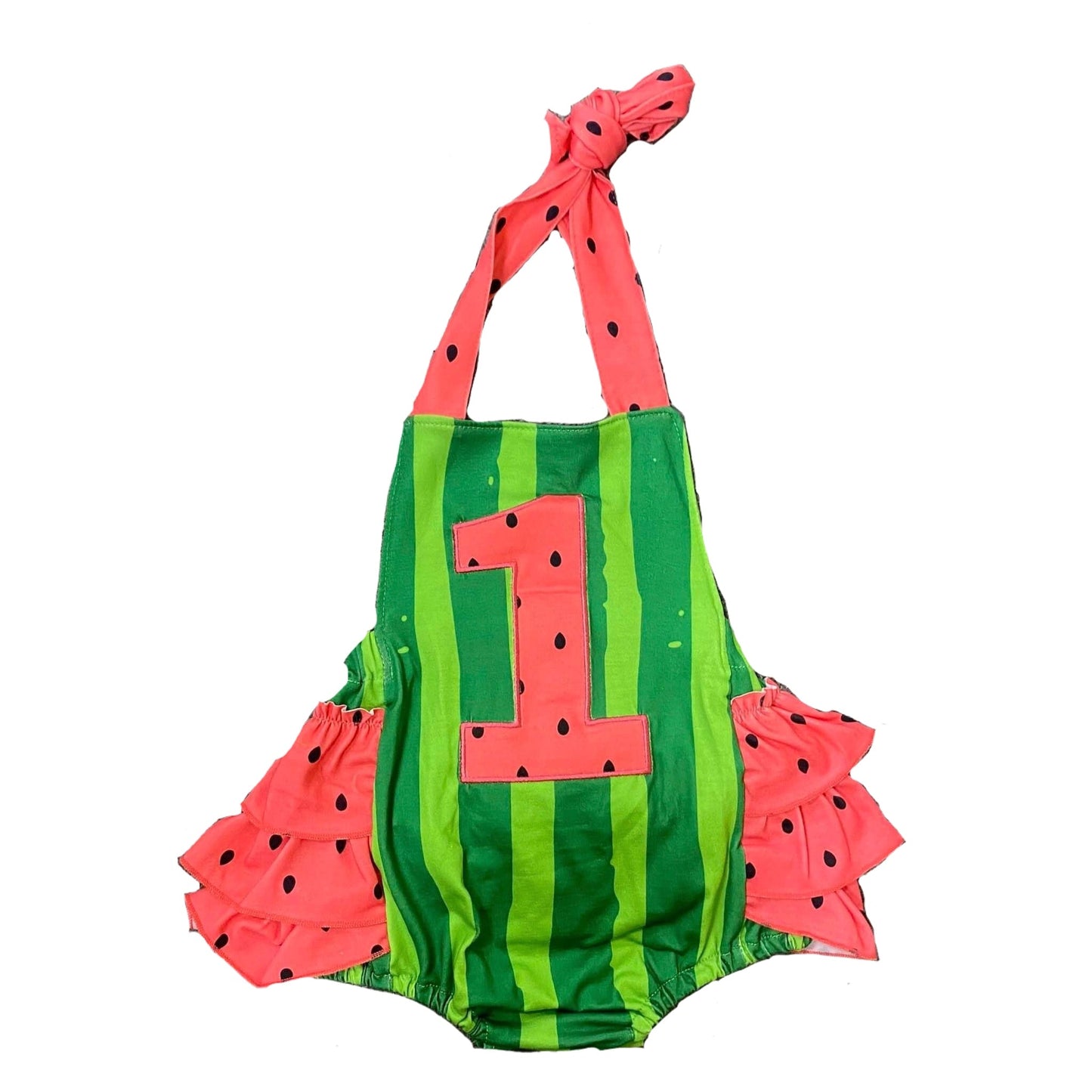 One in a melon birthday romper