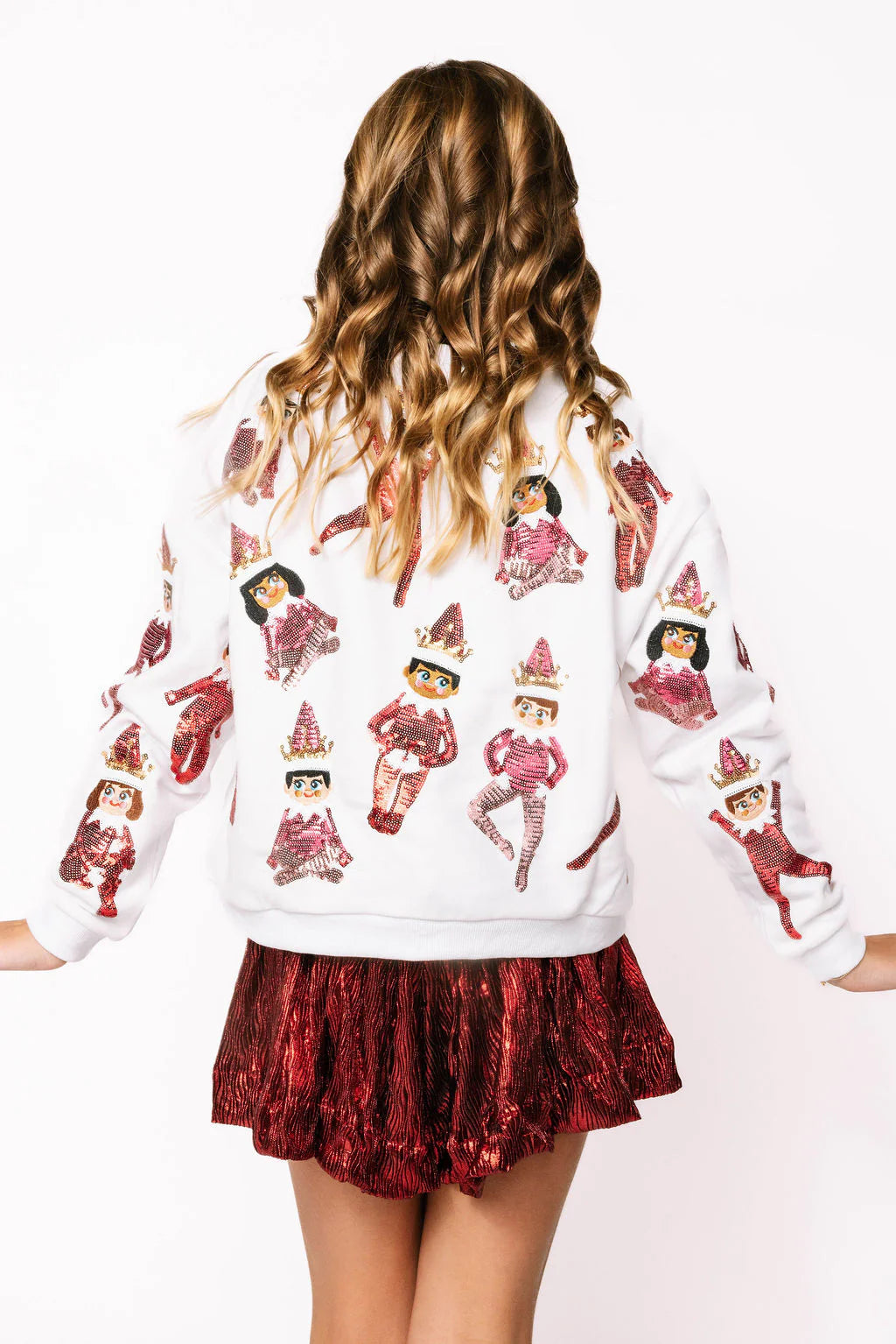 Queen of Sparkles Kids Dark Red Wavy Swing Shorts