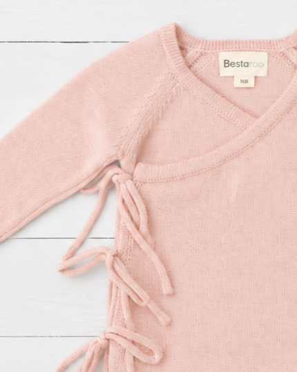 Knit Tie Wrap Romper in Tea Rose