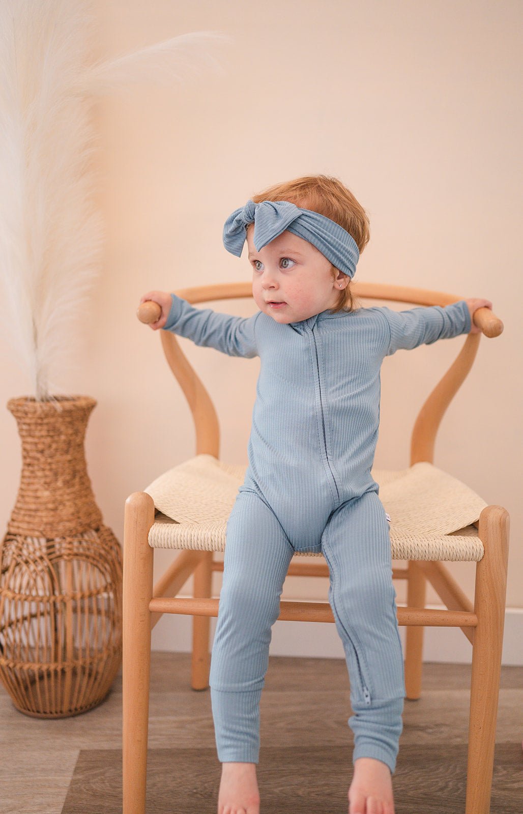 Knotted Headband - Arona Blue Ribbed